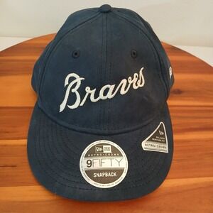 Atlanta Braves Hat Cap Blue New Era‎ Retro Crown 9Fifty Snapback Cooperstown